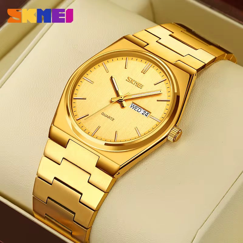 Skmei 9288 Luxury Quartz Watch Stainless Steel Back Mens Watch Analog Quartz Gold Watch OEM/ODM